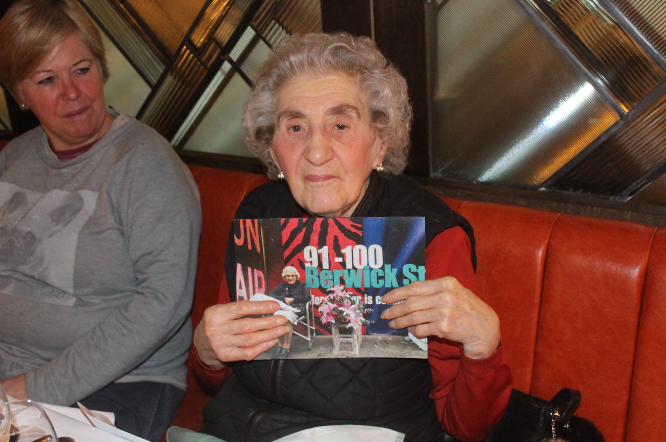 Berwick Street traders treat Rina to dinner at the Ivy for her 91st birthday Rina Rotundo