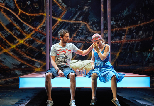 Review: Ugly Lies the Bone, at Lyttleton Theatre Ugly Lies the Bone at the National Theatre. l-r Ralf Little (Stevie) and Kate Fleetwood (Jess) Photo by Mark Douet _D4A1037