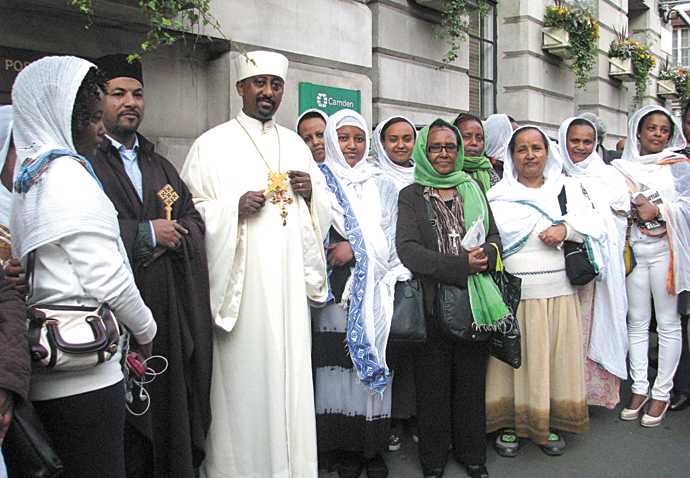 Ethiopian Church_Rev Keflyajow Aschalew priest in charge (third left) with Rev Belete Afessa (second left) and members of the congregation