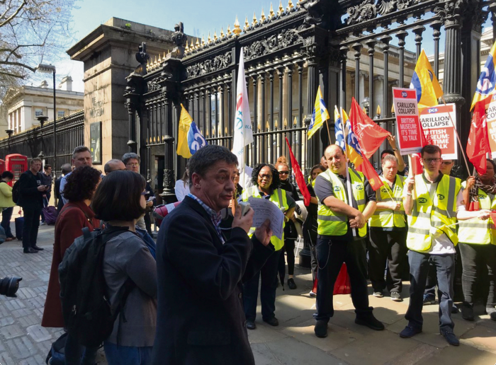 Campaign rally in Parliament for ex-Carillion British Museum workers Carillion protest