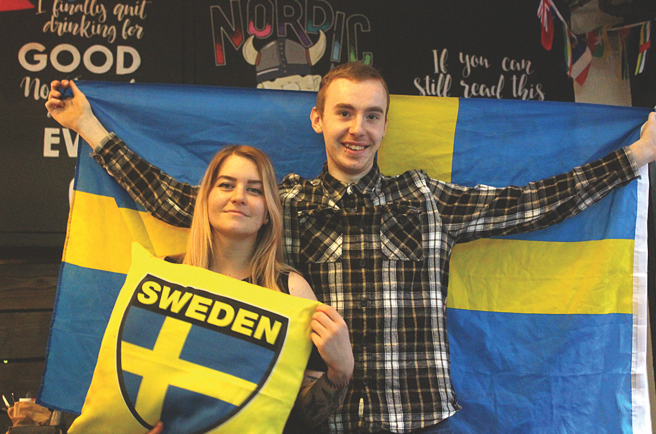 Swedes head to Fitzrovia and Marylebone for World Cup clash with England Bar staff Monika Marcinkeviciute and Kaine Smith-Page show their support