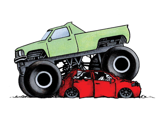 Who needs a 4×4 for a supermarket trip? John Sadler cartoon - car size matters