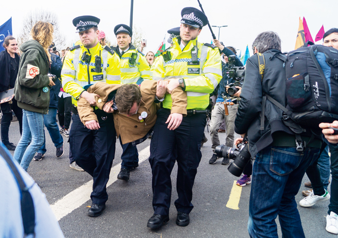 Climate change activists bring West End to a standstill Waterloo Bridge 3