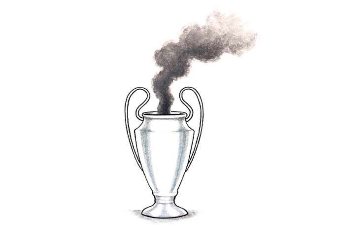 Football’s footprint John Sadler - Football Climate cartoon
