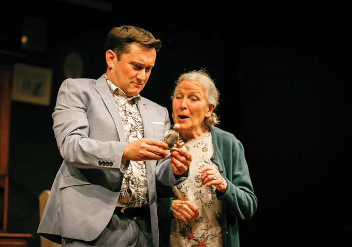 Review: Beneath the Blue Rinse, at Park Theatre Kevin Tomlinson (Simon) and Marlene Sidaway (Flora) in 'Beneath The Blue Rinse'. Photo Credit Ben Wilkin