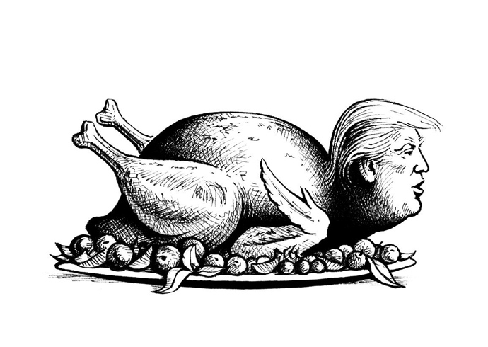 The cost of a state banquet bottle appals me John Sadler Trump cartoon