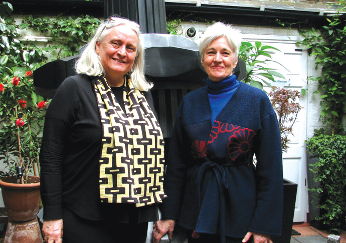Elizabeth Lalouschek and Chill Hawes in the gallery's courtyard
