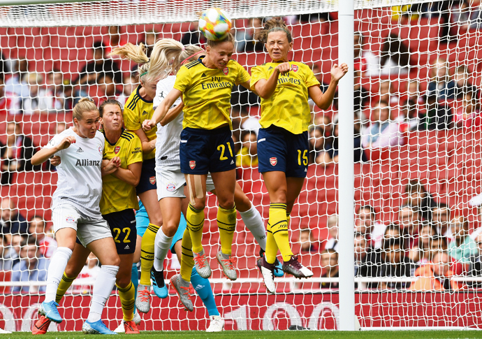 Heads start! Gunners ‘positive’ despite defeat Arsenal Women v FC Bayern Munich Women - Emirates Cup