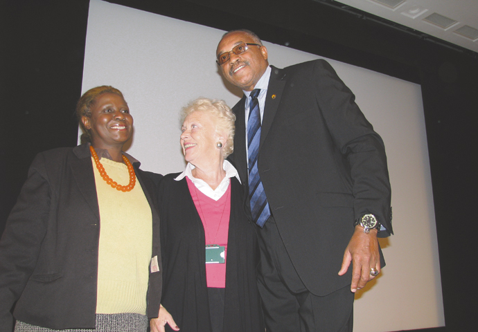 Tommie Smith with Cllr Flick Rear