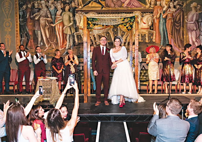 Couple who met behind scenes are married at theatre Gary Swain and Jessica Plews
