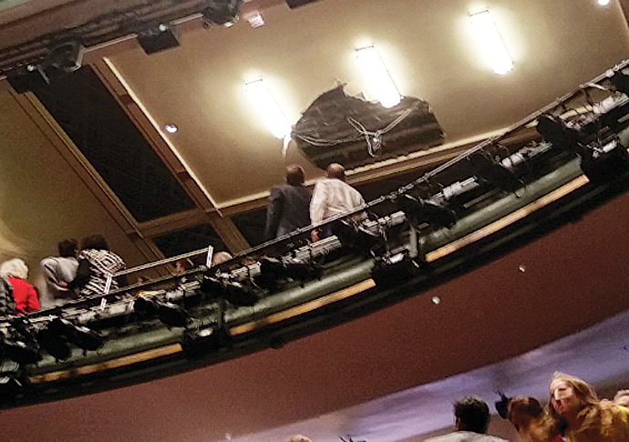 Five hurt as part of theatre ceiling falls on audience Piccadilly Theatre Theatre ceiling Credit Kieran Dunn