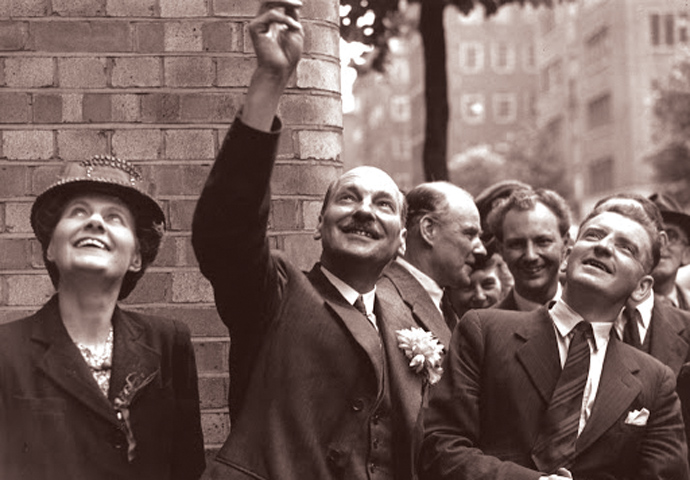 Winning against Winnie Clement Attlee celebrating