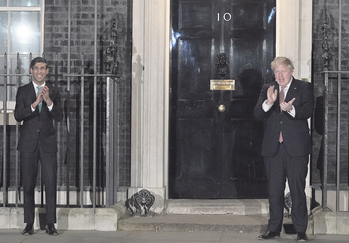 Boris Johnson and Rishi Sunak 'Clap for our Carers'