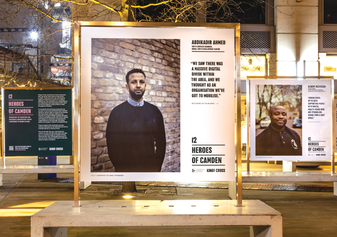 Pandemic heroics are put in the spotlight Heros of Camden photo bench exhibition in Canal Square, King's Cross