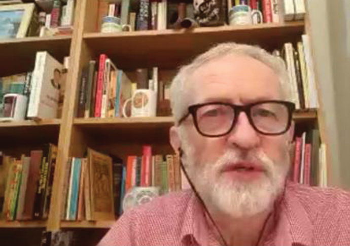 Jeremy Corbyn at Zoom meeting
