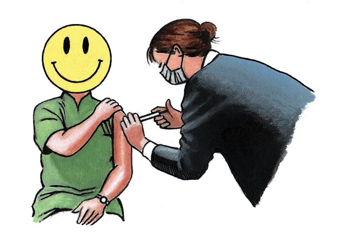 Our local hub shows how vaccination should be done Jab Cartoon_John Sadler