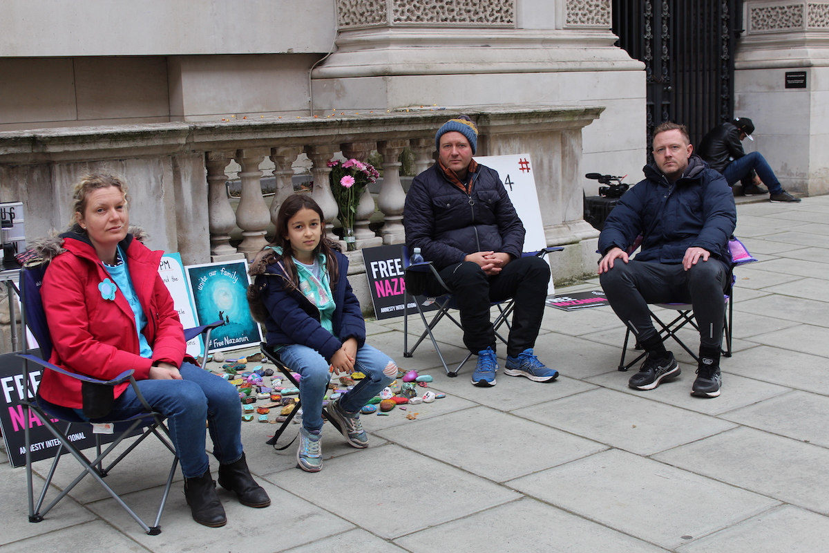 Richard Ratcliffe and family at hunger strike
