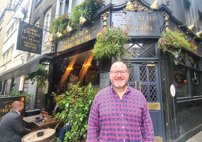 Ross Evans outside Ship Tavern