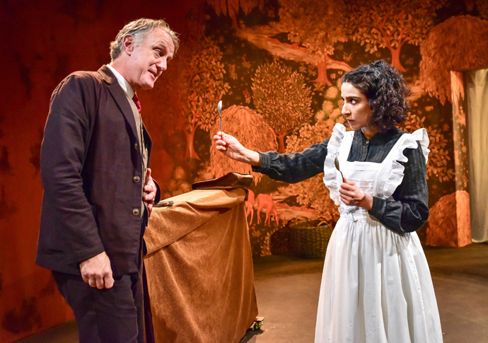 Review: Folk, at Hampstead Theatre Folk Production Image 2 featuring SIMON ROBSON MARIAM HAQUE © Robert Day