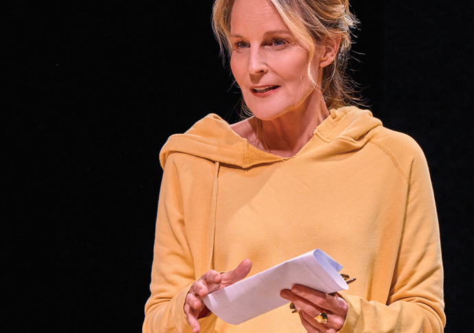 Review: Eureka Day, at Old Vic Theatre Helen Hunt (Suzanne) in Eureka Day at The Old Vic. Photo by Manuel Harlan