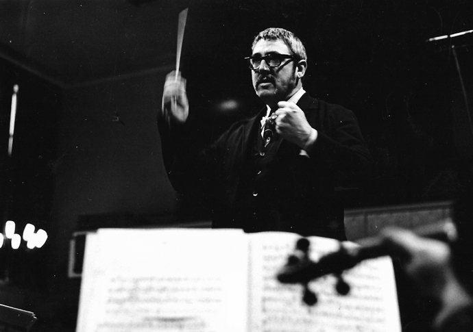 Leonard Salzedo conducting the recording of Spanish Fiesta which included his own Divertimento Espanol Image courtesy of Caroline Salzedo