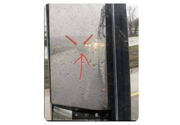 Use your lights in bad weather Car in mirror with no lights