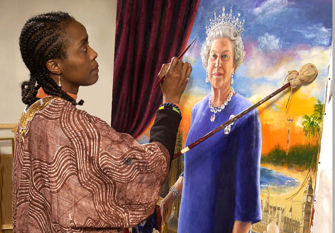 Chinwe Chukwuogo-Roy art work on her portrait of the Queen