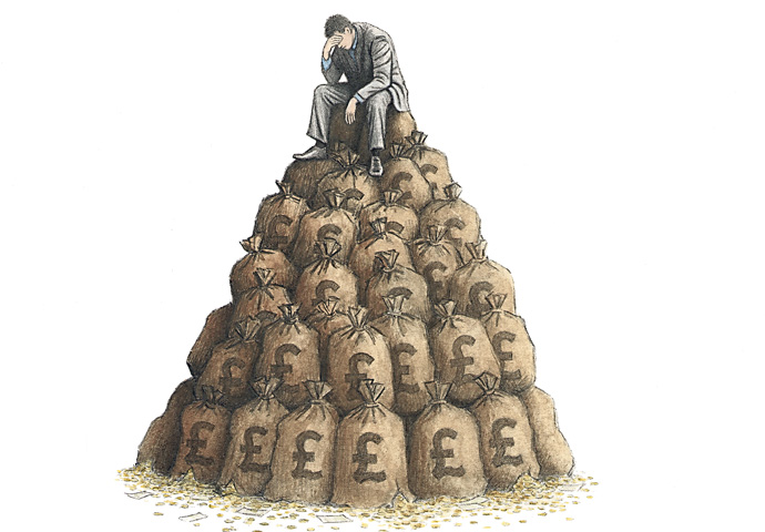 Review: Serious Money: Walking Plutocratic London by Caroline Knowles Unhappy Plutocrat_credit John Sadler illustration