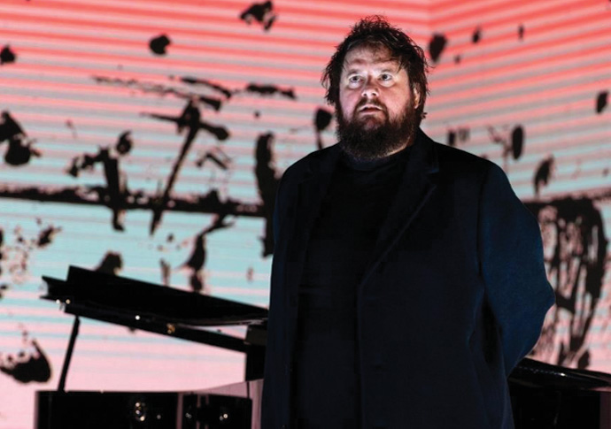 Allan Clayton in A Winters Journey with projected image of painting by Fred Williams. Photo Bradbury Studios copy