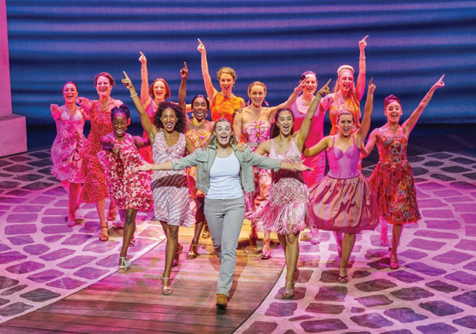 Harrington: In the rich man’s world… Meg-Hateley-as-Sophie-front-centre-with-the-cast-of-MAMMA-MIA-credit-Brinkhoff-Moegenburg