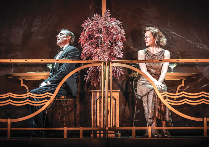 Review: Private Lives, at Donmar Warehouse Stephen Mangan and Rachael Stirling photo by Marc Brenner