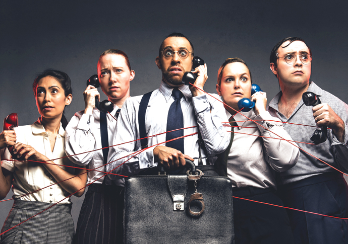 Review: Operation Mincemeat, at Fortune Theatre Operation Mincemeat - Claire-Marie Hall Natasha Hodgson David Cumming Zoe Roberts and Jak Malone Photo credit - Matt Crockett