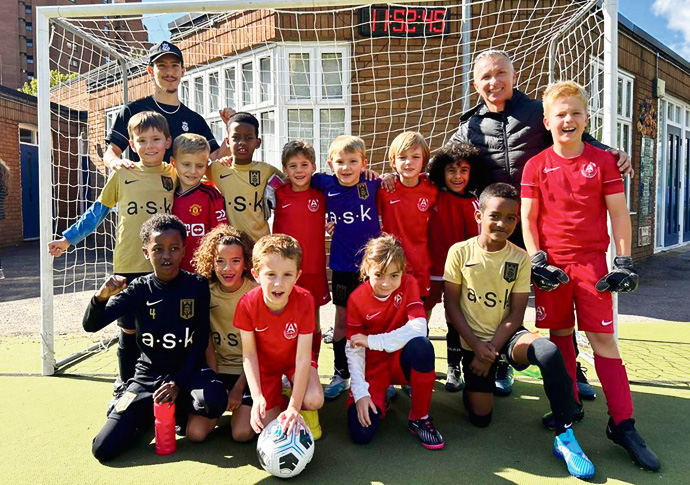 Bloomsbury Football Academy in black and gold and in red AA Academy U8s