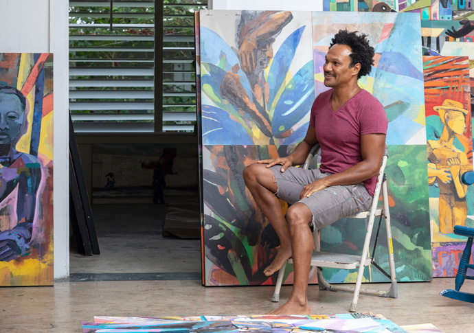 Che Lovelace in his studio. Photo Brendan Delzin