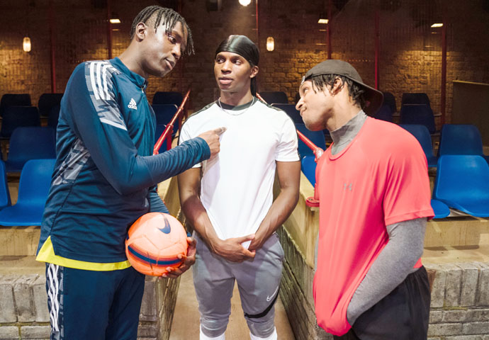 Review: Red Pitch, at the Bush Theatre Red Pitch_Emeka Sesay (Joey), Kedar Williams-Stirling (Bilal) and Francis Lovehall (Omz)_ at Bush Theatre. Photo credit Helen Murray