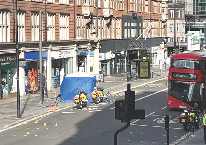 Scene of collision in Tottenham Court Road new