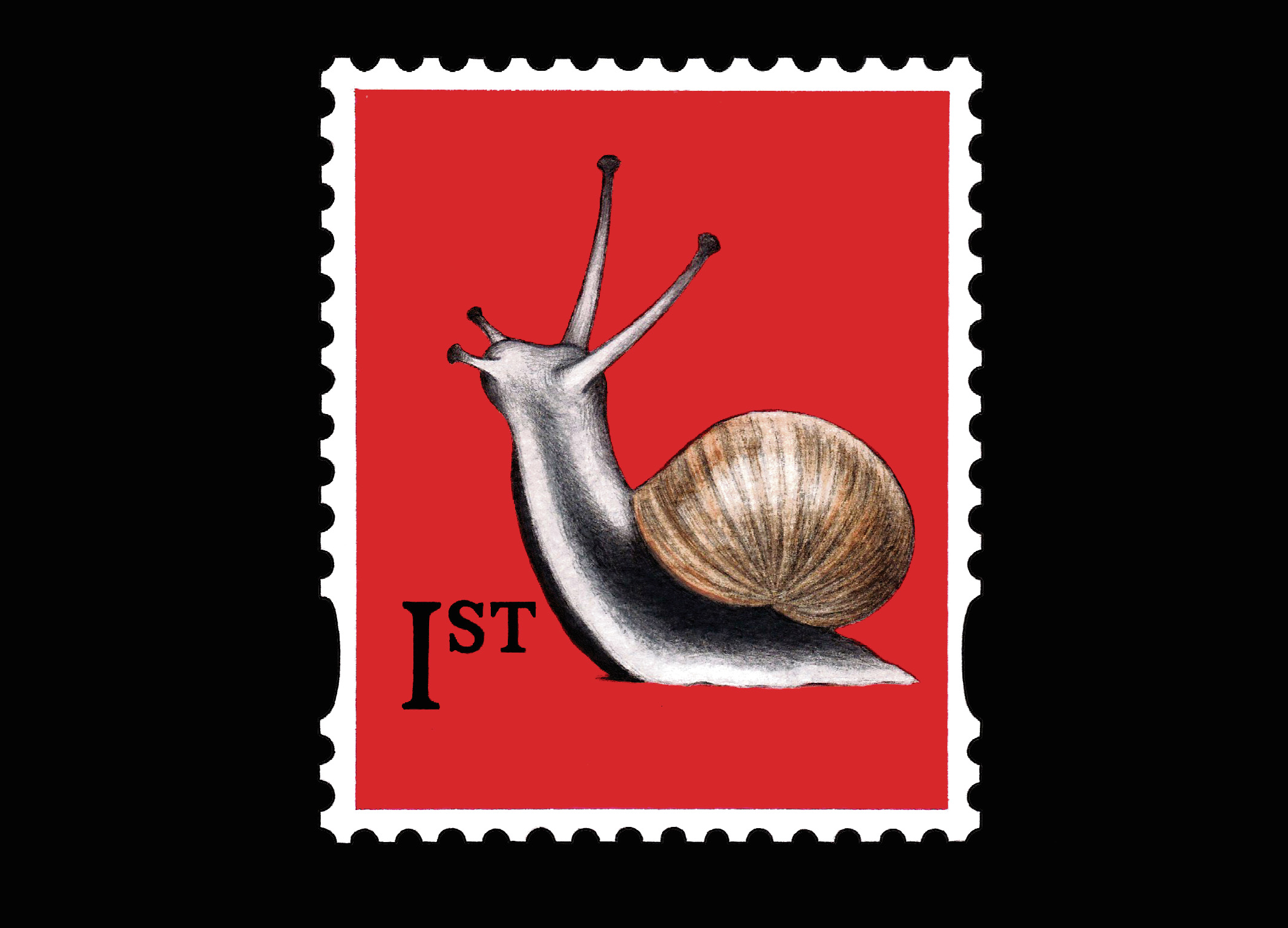 Snail Stamp Cartoon_black background