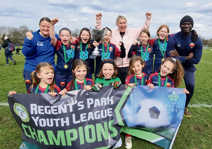 London Football School-Under-10s Cup winners with Emma Hayes