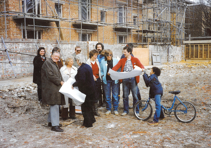 Campaigners on the site of the future Calthorpe Project in 1983