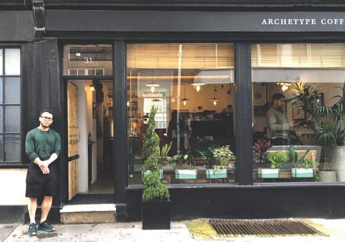 Aaron Murly outside Archetype Coffee