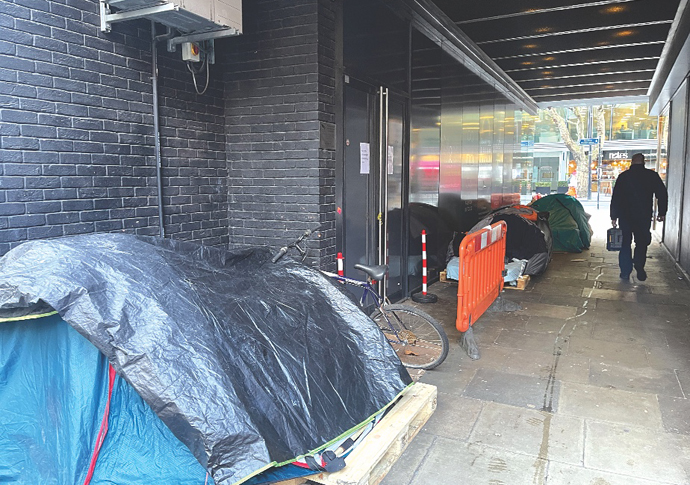 rough sleepers near Tottenham Court Road