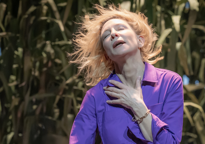 Cate Blanchett (Arkadina) Zachary Hart (Medvedenko)- photo by Marc Brenner